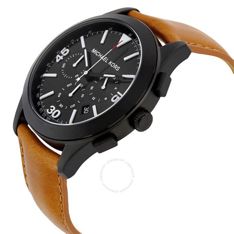 michael kors gareth chronograph black dial brown leather men's watch